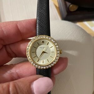Kate Spade Gold and Black Women's Watch with Crystal Accents